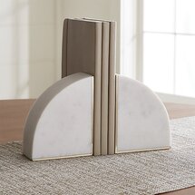 Online Designer Bedroom White Marble Bookends, Set of 2