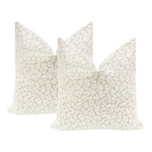 Online Designer Bedroom 22" Natural Leopard Chenille Pillows - a Pair