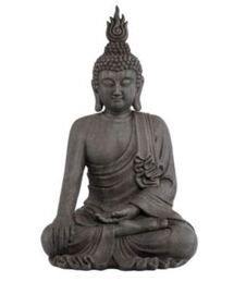 Online Designer Combined Living/Dining Sitting Buddha 42" High Gray Indoor-Outdoor Statue