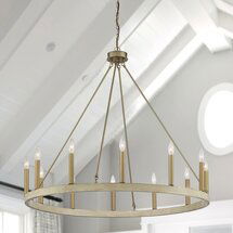 Online Designer Living Room Jadyn 12 - Light Candle Style Wagon Wheel Chandelier