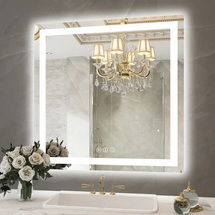 Online Designer Bathroom Dokes Frameless Anti-Fog LED Lighted Dimmable Wall Mounted Bathroom Vanity Mirror