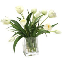 Online Designer Other Waterlook Elegant Tulips Floral Arrangements in Glass Vase