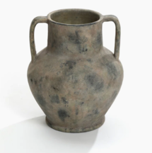 Online Designer Bedroom Rustic Mottled Brown Terracotta 12.1-Inch Tall Urn Vase with Handles