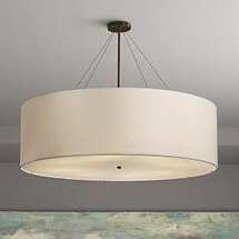 Online Designer Bedroom Textile™ Classic 24"W Bronze Cream Drum Pendant Light