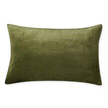 Online Designer Living Room Solid Velvet Pillow Cover, 14" x 22", Olive