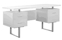 Online Designer Home/Small Office White & Silver Metal 60-inch Computer Desk