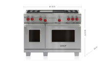 Online Designer Kitchen 48" DUAL FUEL RANGE - 4 BURNERS, INFRARED CHARBROILER AND INFRARED GRIDDLE