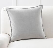 Online Designer Living Room Washed Velvet Pillow Cover, 20 x 20", Alloy Gray