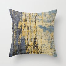 Online Designer Living Room Blue Gold Oriental Rug Print Throw Pillow