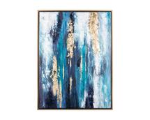 Online Designer Bedroom Signature Design by Ashley Dinorah Abstract Teal Blue Framed Wall Art