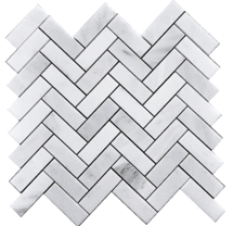 Online Designer Kitchen Carrara Pietra Herringbone 1x3" Honed Marble Mosaic Tile