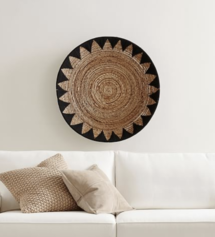 Online Designer Living Room Sunny Handwoven Basket Wall Art - Black