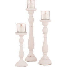 Online Designer Kitchen Shabby 3 Piece Glass Candlestick Set