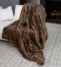 Online Designer Bedroom Super Soft Luxury Autumn Sable Faux Fur Throw