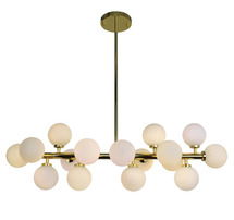 Online Designer Dining Room The Broadway Brass and Frosted Glass Globe Rectangular Chandelier