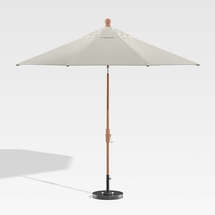 Online Designer Patio 9' Round Sunbrella ® Silver Patio Umbrella with Tilt Faux Wood Frame