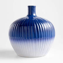 Online Designer Living Room Tunise Blue and White Reactive Glaze Vase 12"