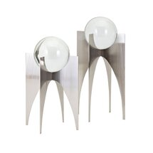 Online Designer Combined Living/Dining Crystal Ball on Stand 2 Piece Sculpture Set (Set of 2)