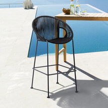 Online Designer Other Acapulco 26" Indoor Outdoor Steel Bar Stool with Black Rope