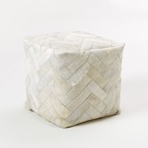 Online Designer Bedroom Pieced + Patched Cowhide Pouf - Square