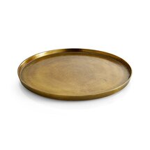 Online Designer Combined Living/Dining Element Metal Antiqued Brass Tray