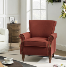 Online Designer Living Room Asul Armchair with Solid Wood Legs and Tufted Back