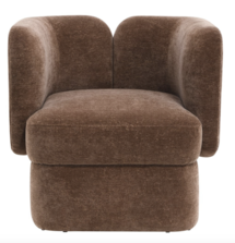 Online Designer Combined Living/Dining Contemporary Shelter-Back Accent Chair, Brown