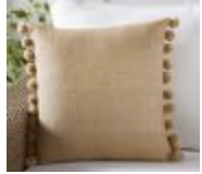 Online Designer Dining Room Faux Natural Fiber Pom Pom Indoor/Outdoor Pillow