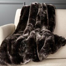 Online Designer Combined Living/Dining PREMIUM GREY FAUX FUR THROW