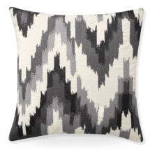 Online Designer Bedroom Flame Stitch Ikat Pillow Cover, Black