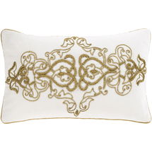 Online Designer Living Room White Gold Accent Pillow