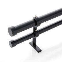 Online Designer Bedroom CB Matte Black Double Curtain Rod and End Cap Finial Set 48"-88"