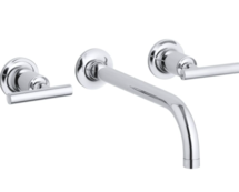 Online Designer Bathroom Kohler K-T14414-4-CP Purist Two-Handle Lever Wall Mount 9" Reach Bathroom Faucet Trim 1.5 GPM