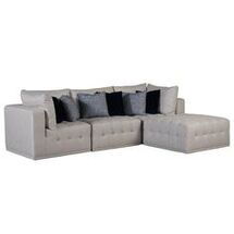Online Designer Other Reese Modern Classic Grey Upholstered Tufted 4 Piece Sectional Sofa