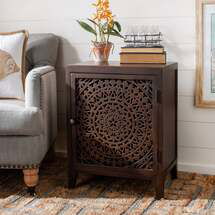 Online Designer Bedroom Safavieh Thea Single Door Carved Nightstand - Brown