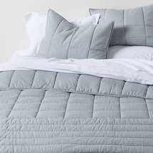 Online Designer Bedroom Organic Cotton Heathered Mist Blue Grid King Comforter