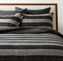 Online Designer Living Room BOLD CONTRAST STRIPED LINEN BLACK AND WHITE FULL/QUEEN DUVET COVER