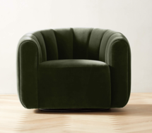 Online Designer Home/Small Office Fitz Green Velvet Swivel Chair 