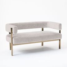 Online Designer Hallway/Entry Vero Settee, Worn Velvet, Light Taupe