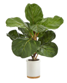 Online Designer Living Room 21” Fiddle Leaf Artificial Tree in White Ceramic Planter