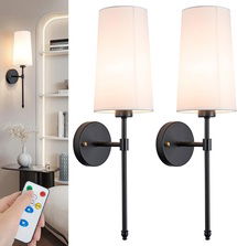 Online Designer Dining Room Battery Operated Wall Sconce Light with Remote Control, Dimmable Wall Sconce Set of 2