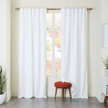 Online Designer Living Room Belgian Flax Linen Curtain - White