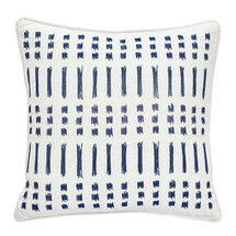 Online Designer Living Room Amalfi Stripe Square Embroidered Cotton Throw Pillow by Under the Canopy