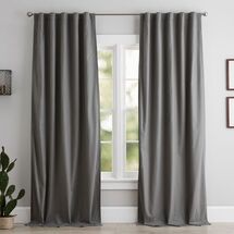 Online Designer Bedroom Sailcloth Blackout Drape, 96 ", Charcoal , Set Of 2