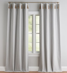 Online Designer Combined Living/Dining The Emily & Meritt Ticking Stripe Drapery