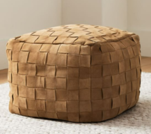 Online Designer Other Suede Basketweave Pouf