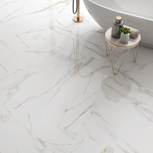 Online Designer Bathroom Minera Aurora Gold 48x48 Marble Look Polished Porcelain Tile