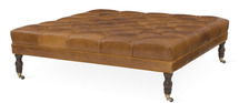 Online Designer Living Room Evo Tufted Cocktail Ottoman, Caramel Leather