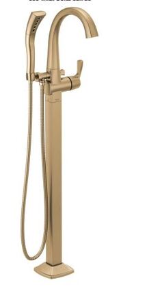 Online Designer Bathroom Delta Stryke Floor Mounted Tub Filler with Built-In Diverter - Includes Hand Shower