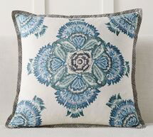 Online Designer Combined Living/Dining XAVIER BLOCK PRINT INSPIRED PILLOW COVER